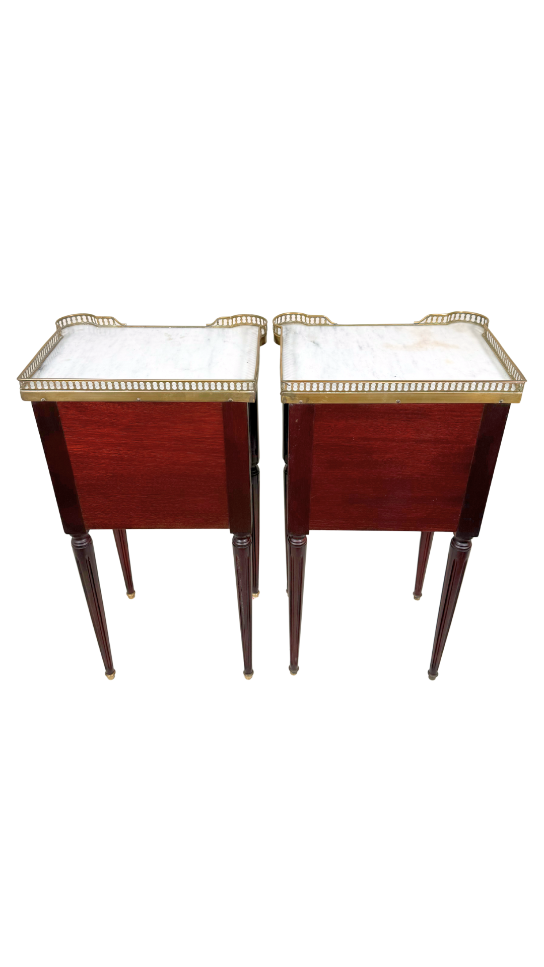 Pair of Louis XVI Marble-Top Bedside Tables