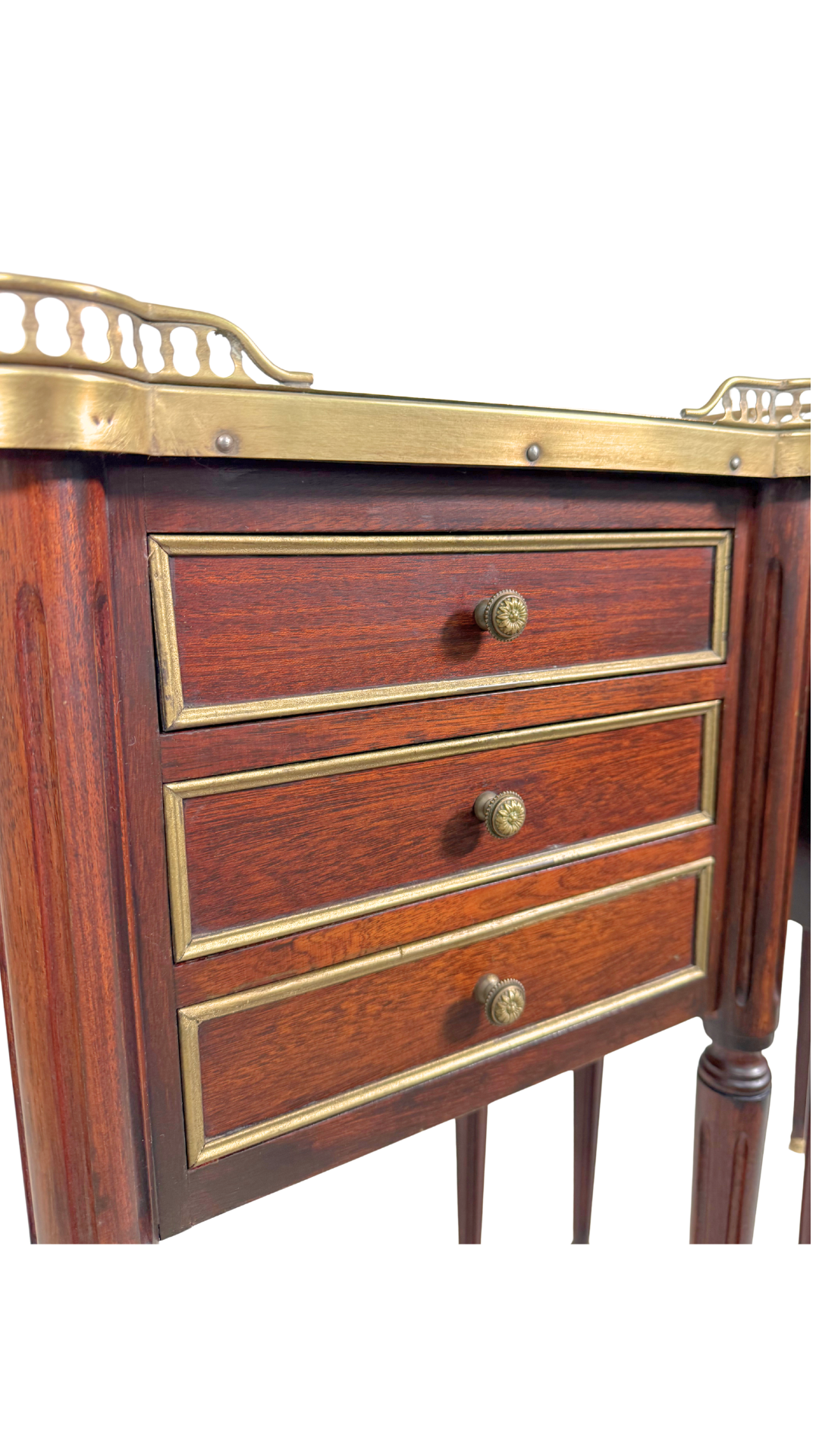 Pair of Louis XVI Marble-Top Bedside Tables