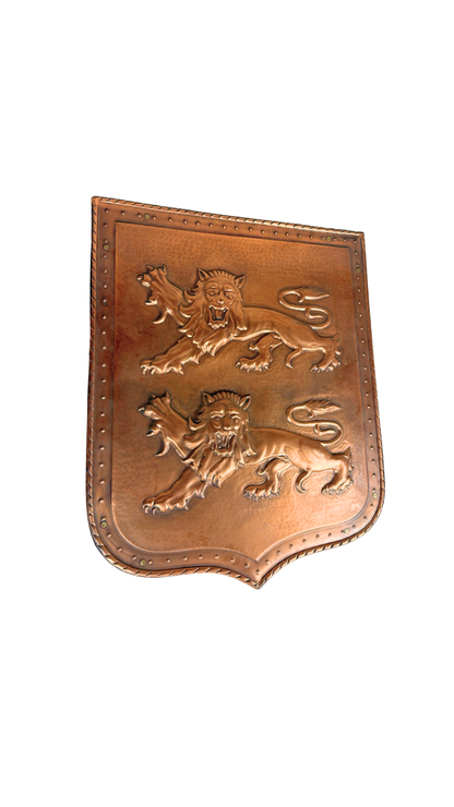 Signed French Repoussé Copper Heraldic Plaque