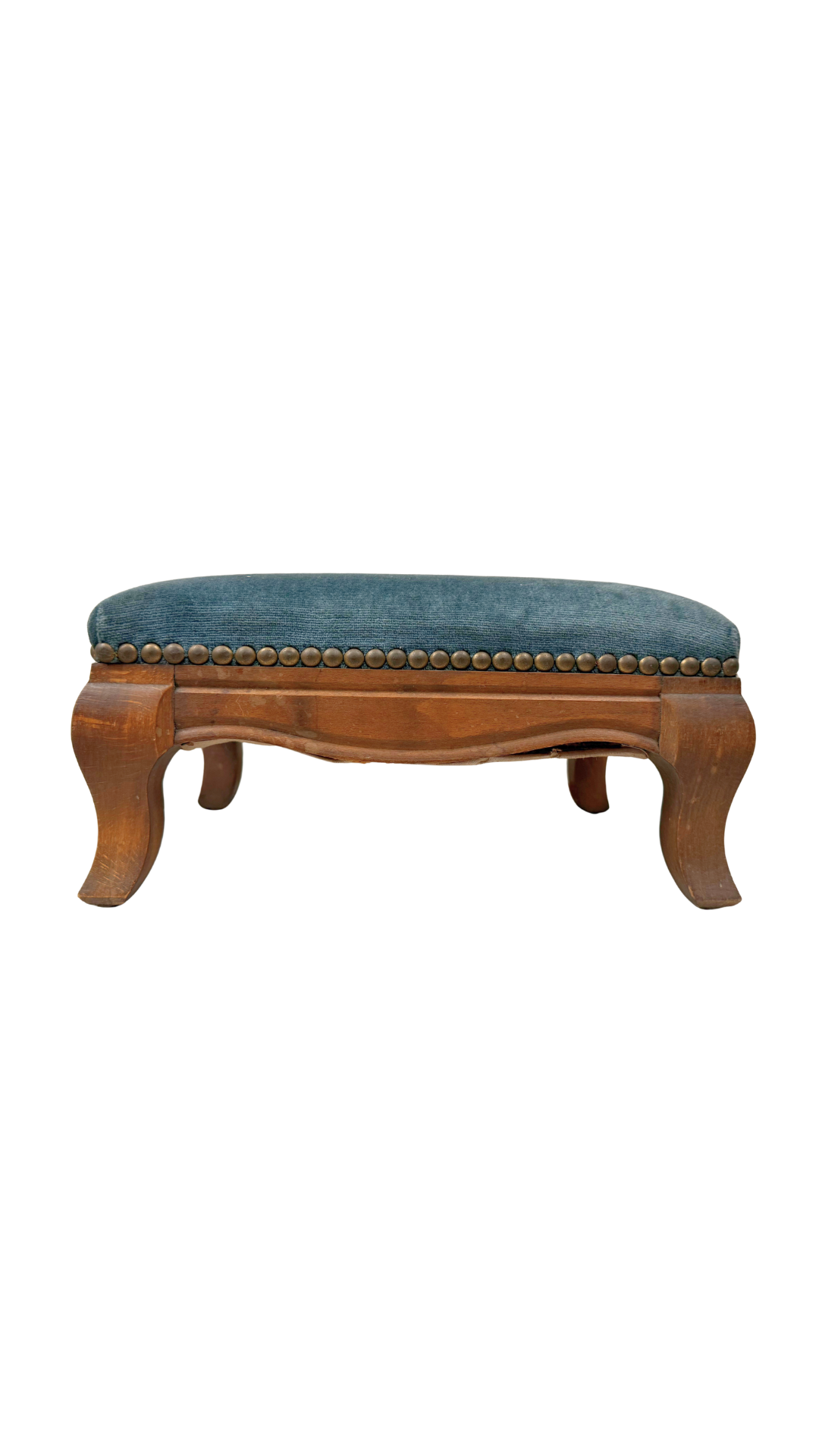 French Footstool in Blue Velvet
