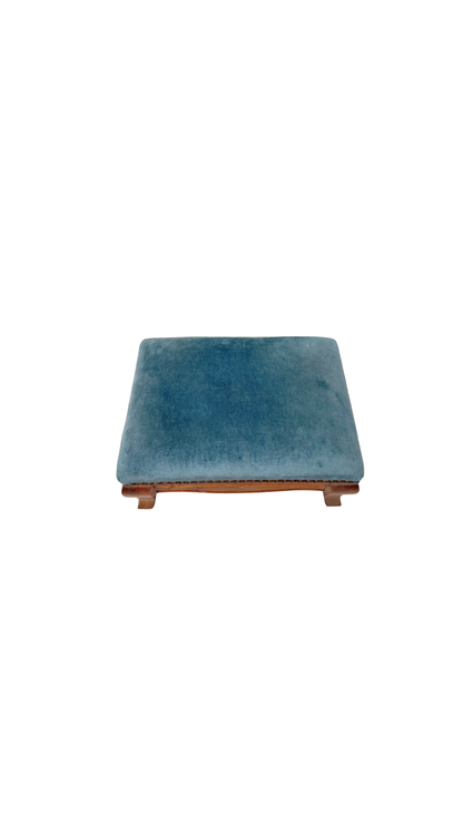 French Footstool in Blue Velvet