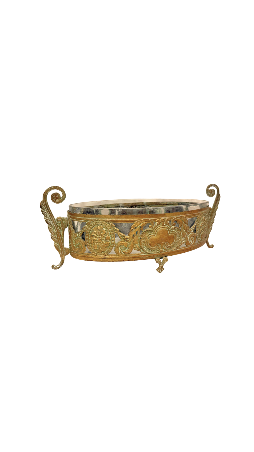 French Gilt Metal & Glass Jardinière