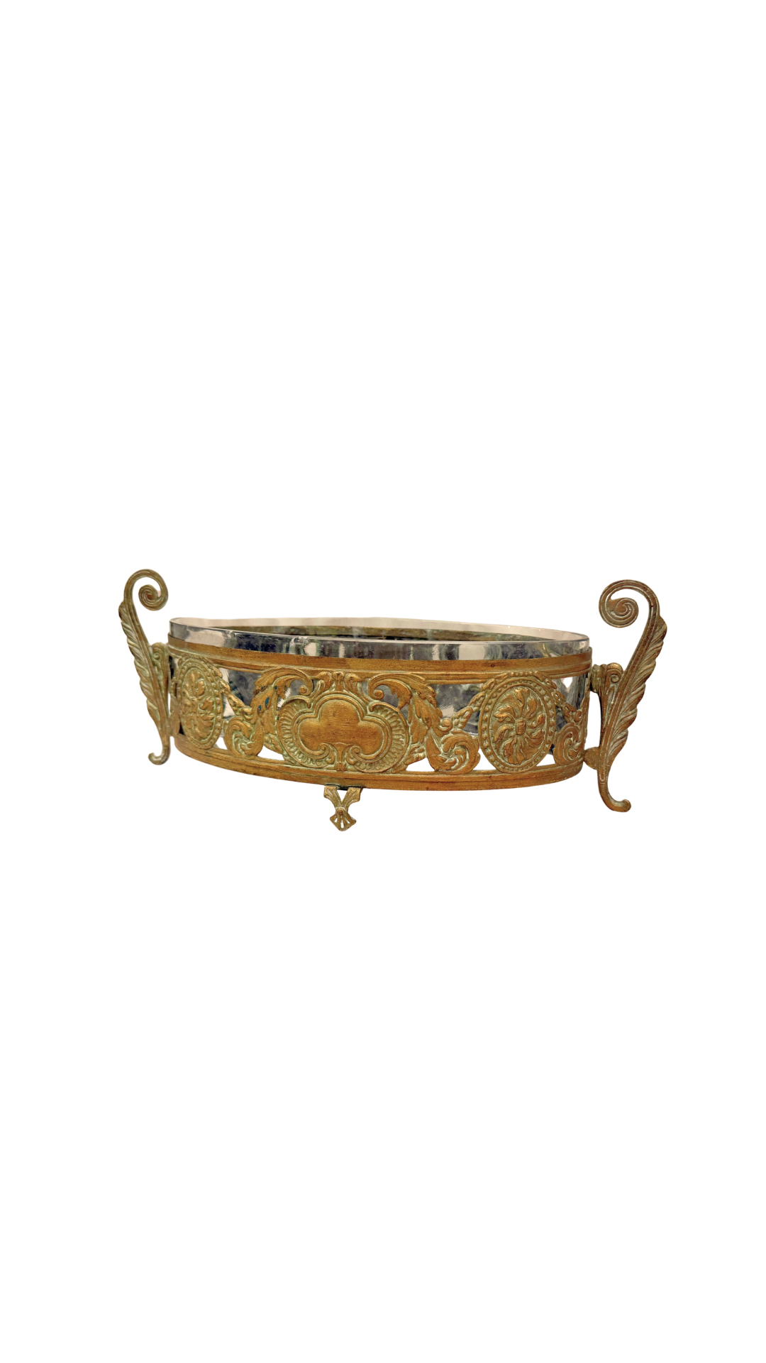 French Gilt Metal & Glass Jardinière