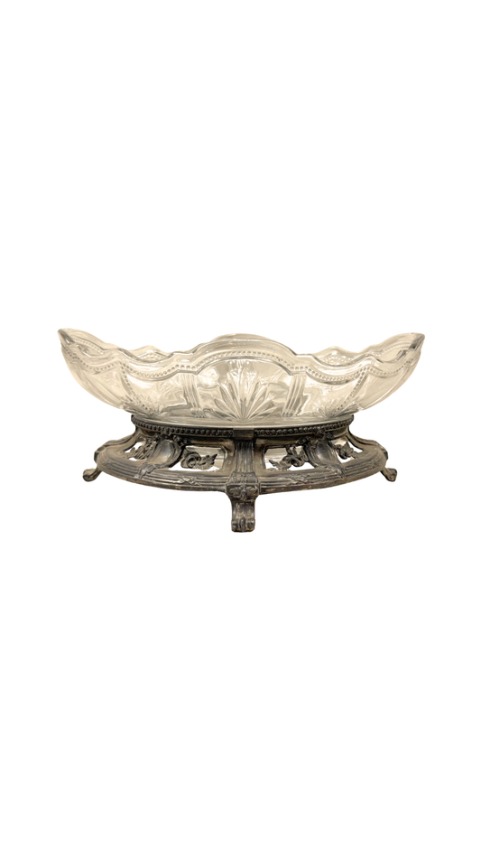 French Silverplate & Glass Jardinière