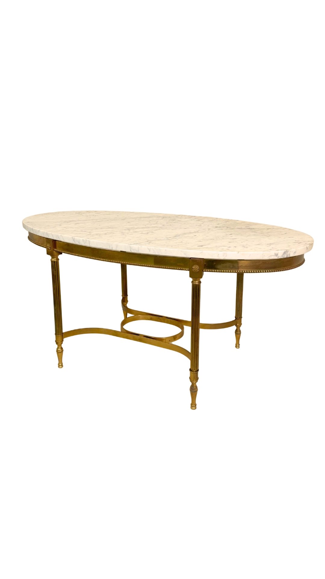 French Oval Marble-Top Brass Center Table