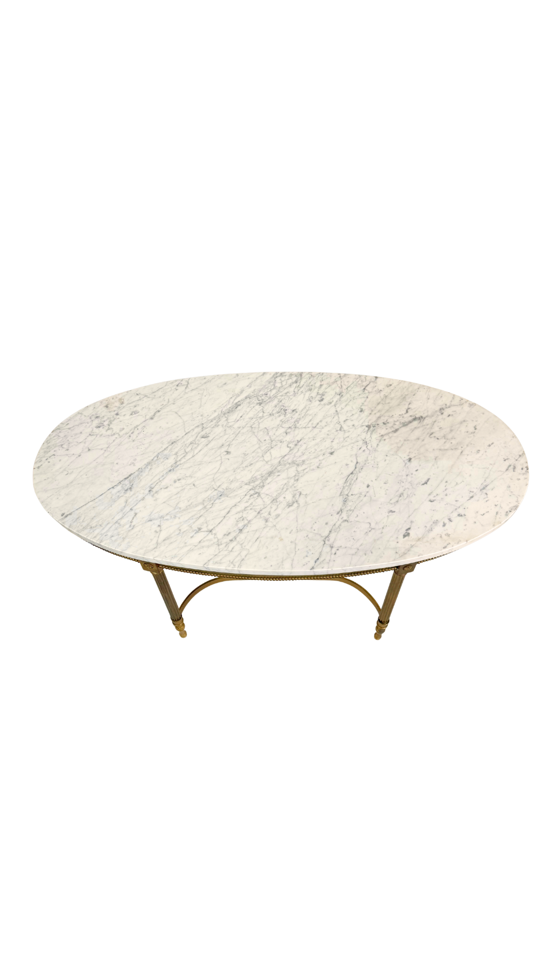 French Oval Marble-Top Brass Center Table