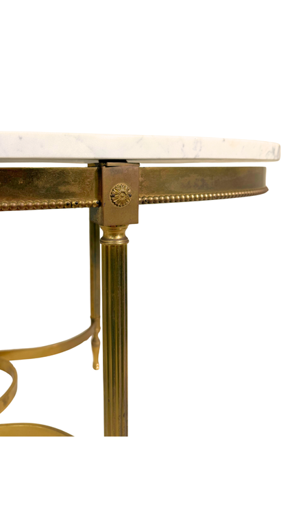 French Oval Marble-Top Brass Center Table