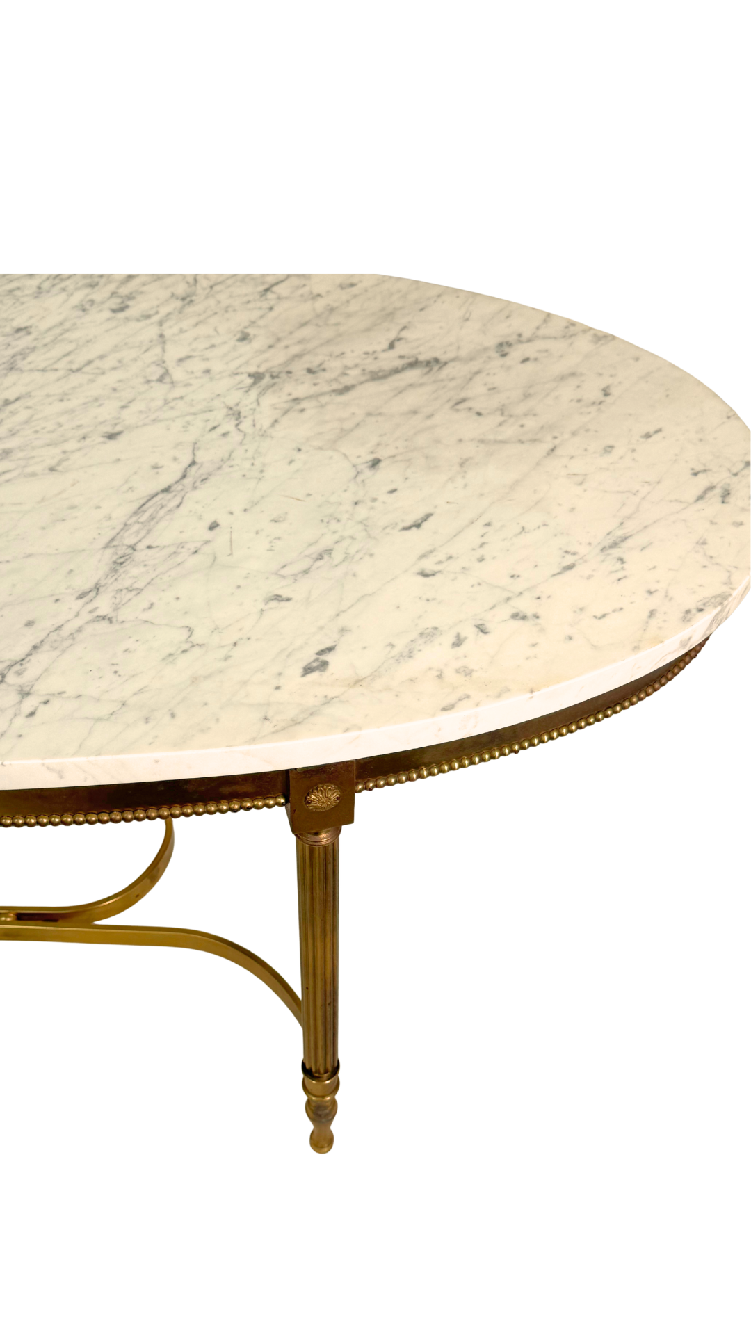 French Oval Marble-Top Brass Center Table