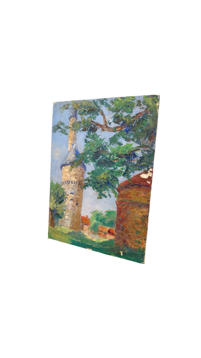 French Impasto Landscape La Tour de Bonvouloir, Orne