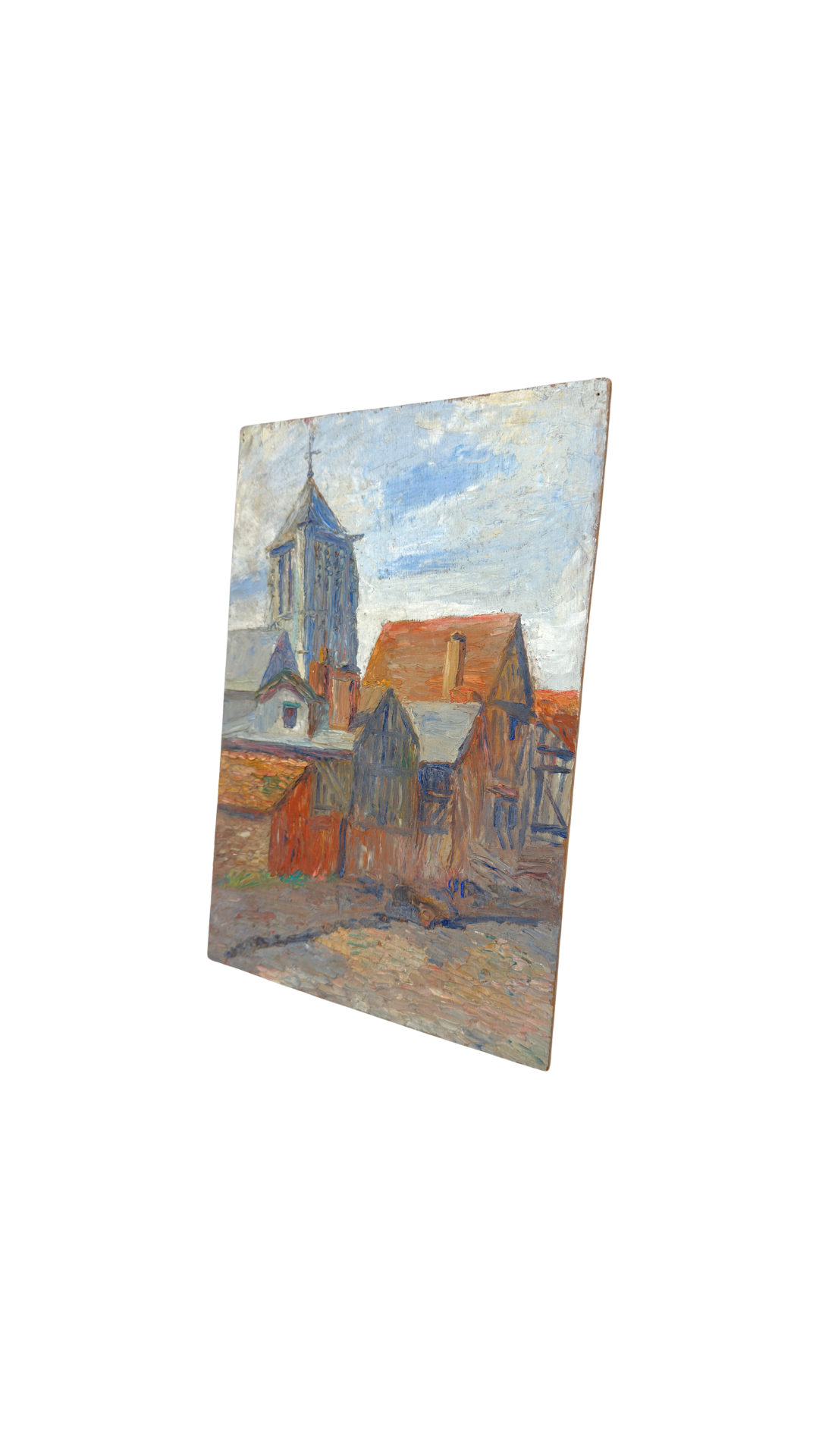 French Village Church Oil Painting