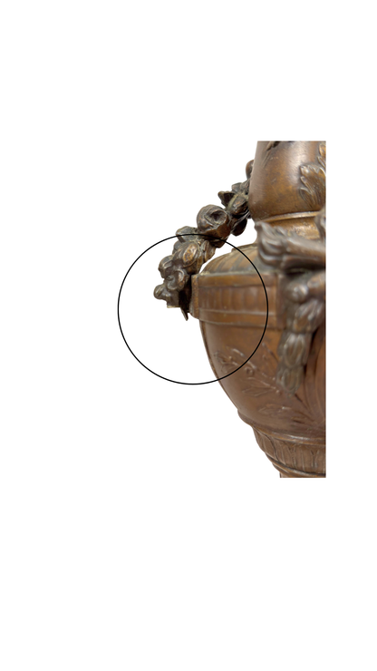 Pair of French Bronze Urn Vases on Marble Bases