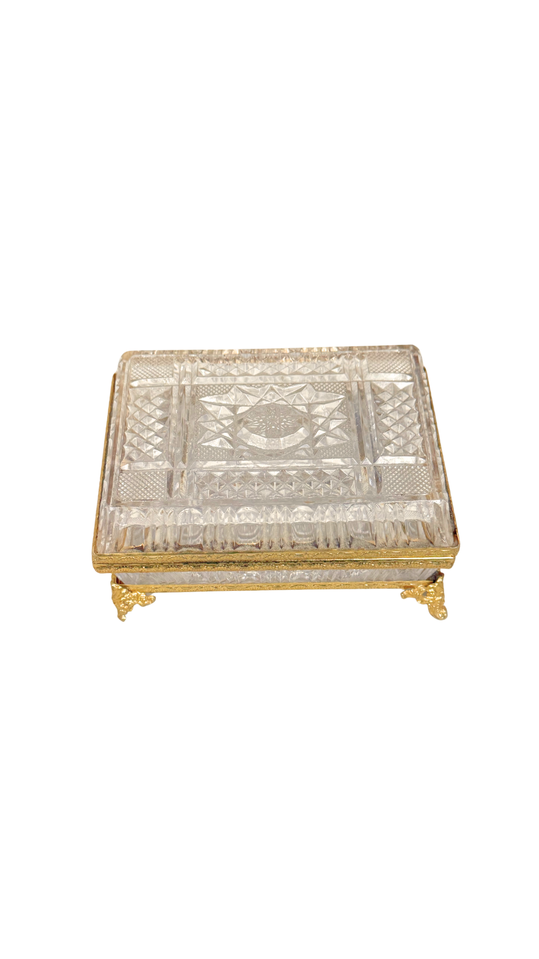 French Crystal Ormolu Hinged Box