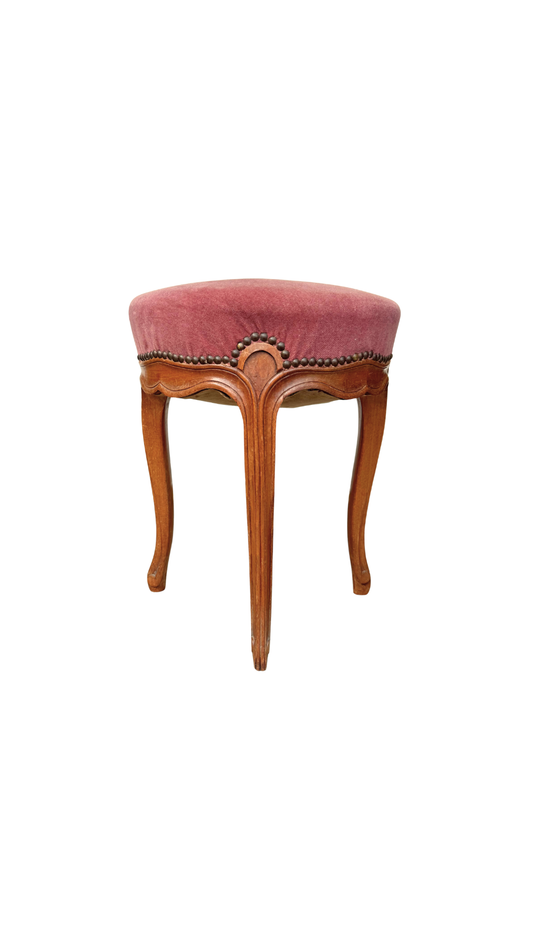 French Louis XV–Style Upholstered Vanity Stool