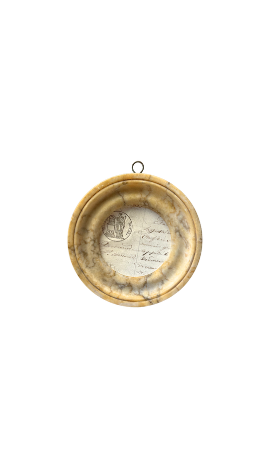 Antique French Alabaster Round Frame