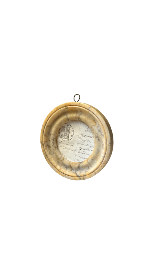Antique French Alabaster Round Frame