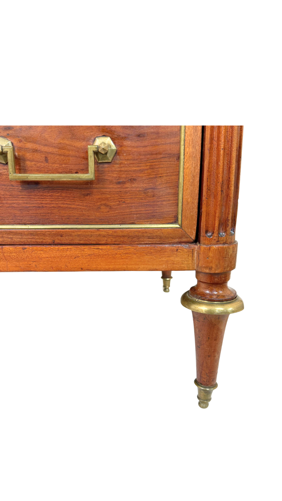 French Directoire Marble-Top Commode with Brass Inlay
