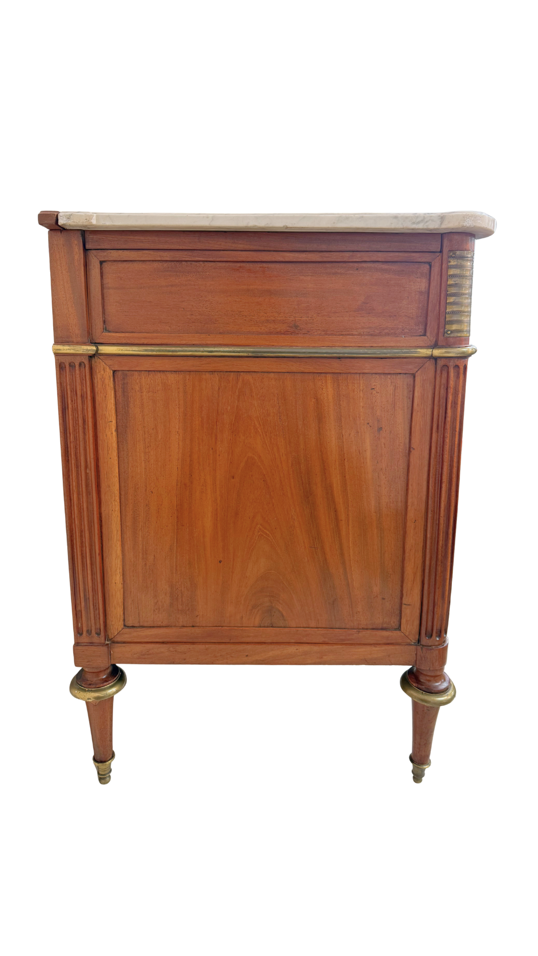 French Directoire Marble-Top Commode with Brass Inlay