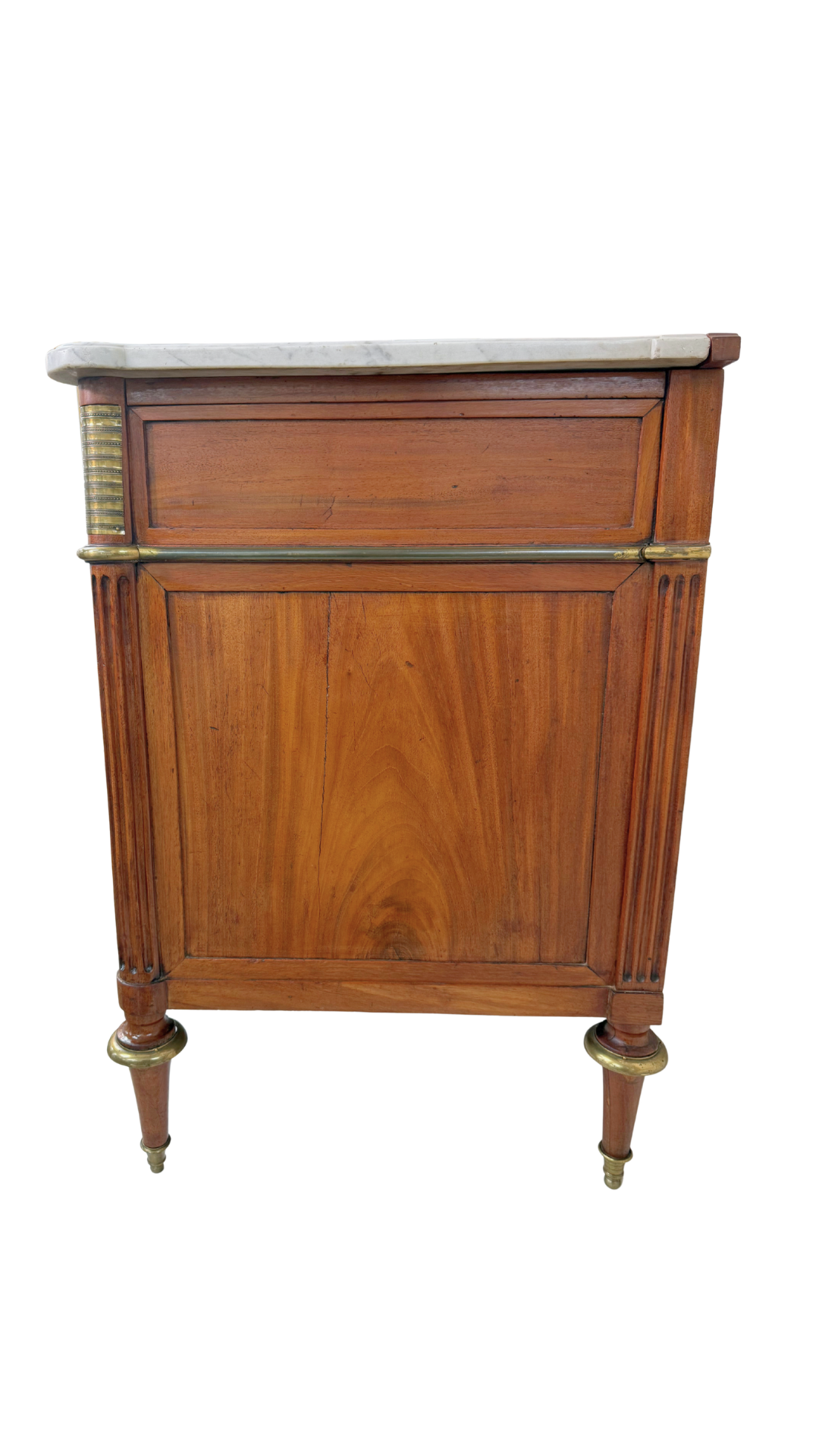 French Directoire Marble-Top Commode with Brass Inlay