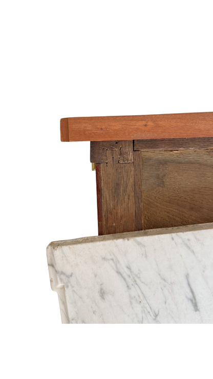 French Directoire Marble-Top Commode with Brass Inlay