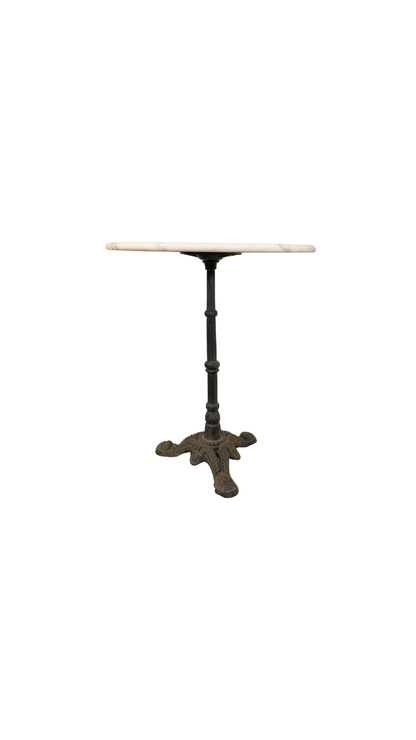 French Marble-Top Bistro Table with Cast Iron Base