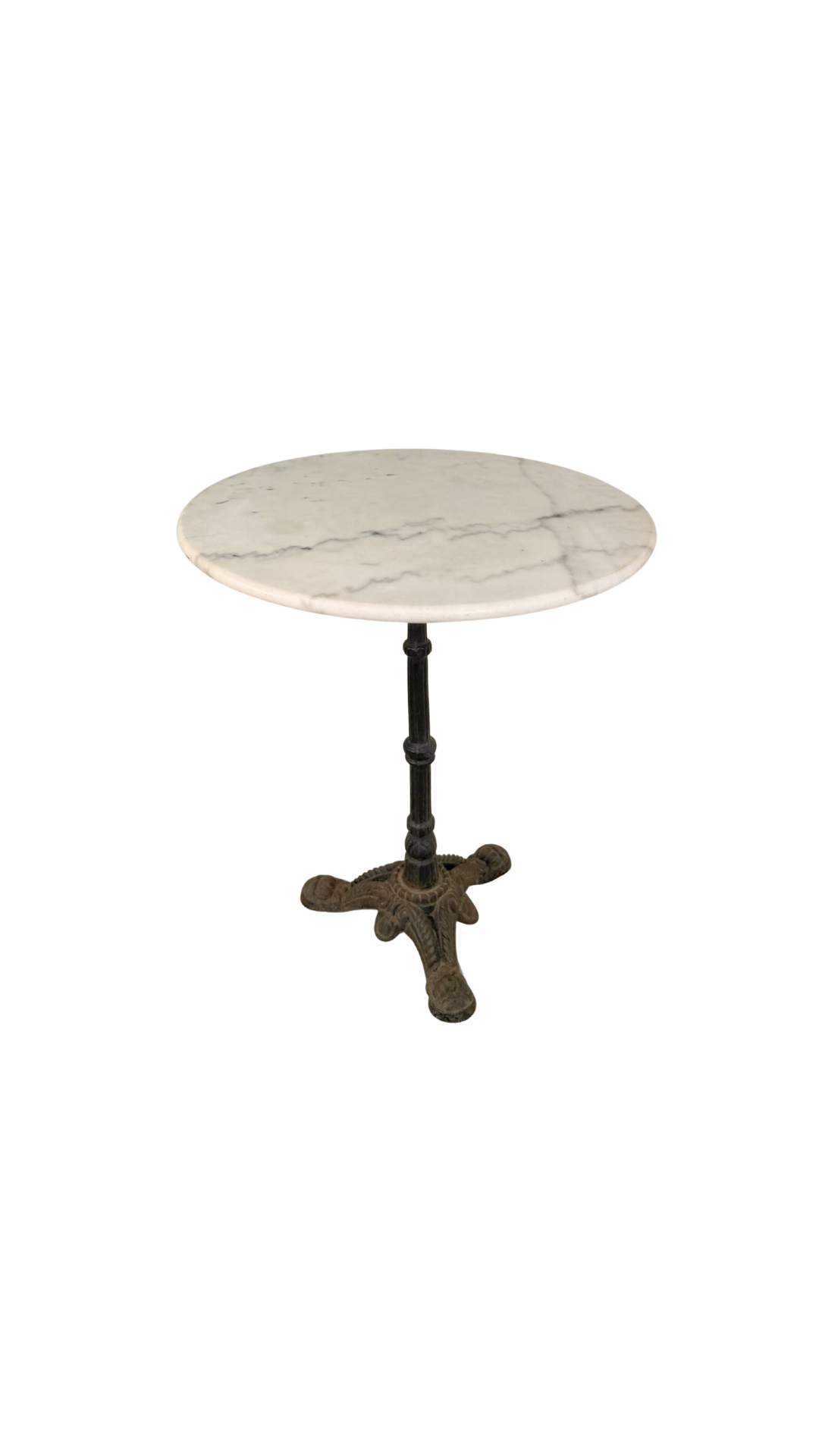 French Marble-Top Bistro Table with Cast Iron Base