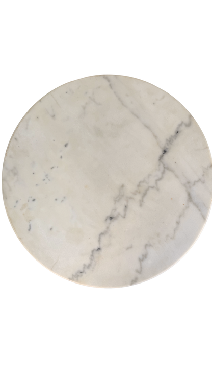 French Marble-Top Bistro Table with Cast Iron Base