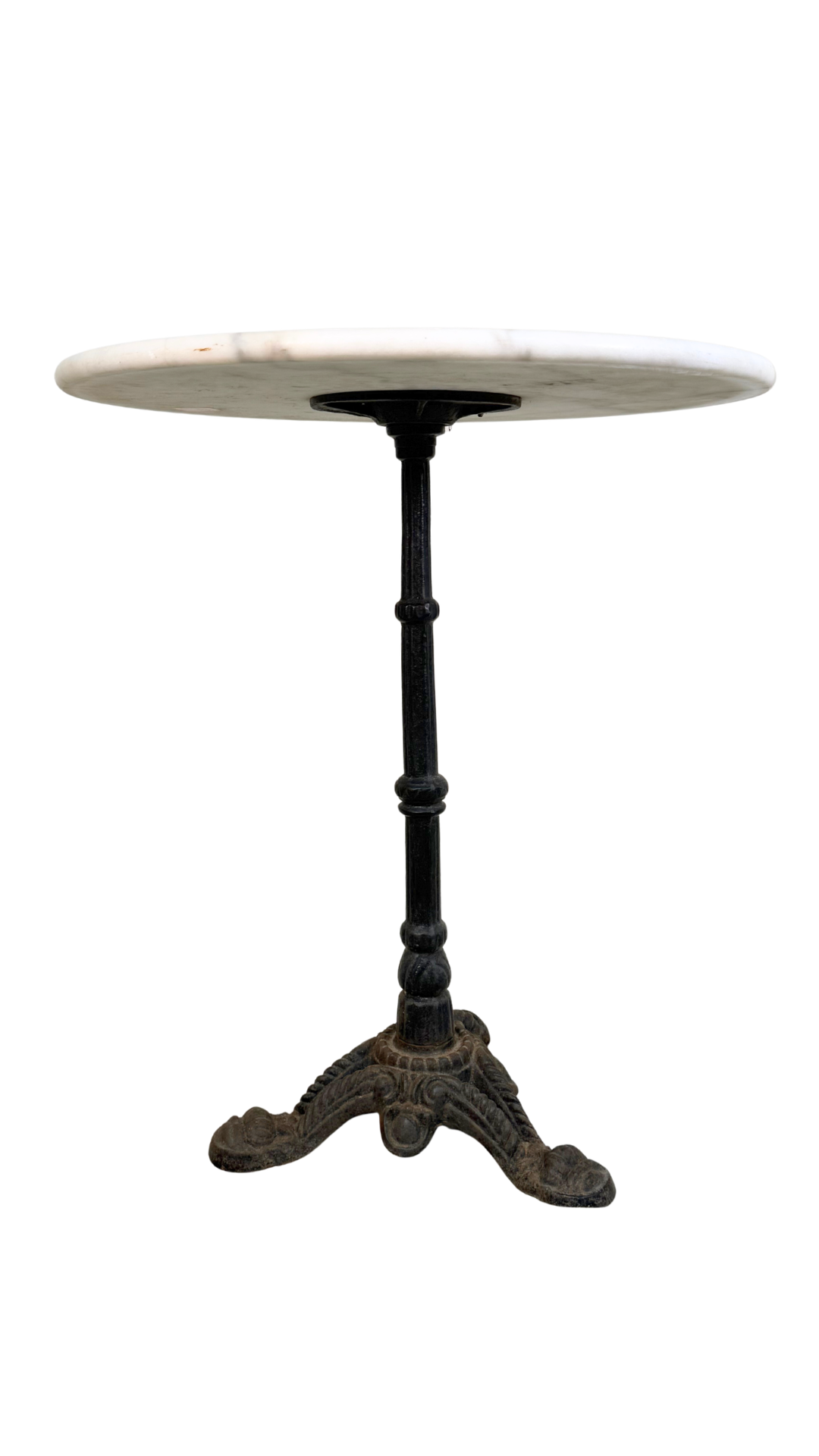French Marble-Top Bistro Table with Cast Iron Base