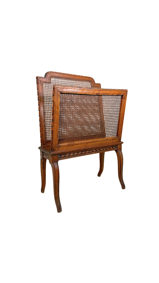 French Caned Magazine Rack on Cabriole Legs