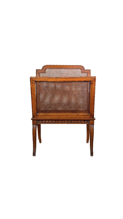 French Caned Magazine Rack on Cabriole Legs