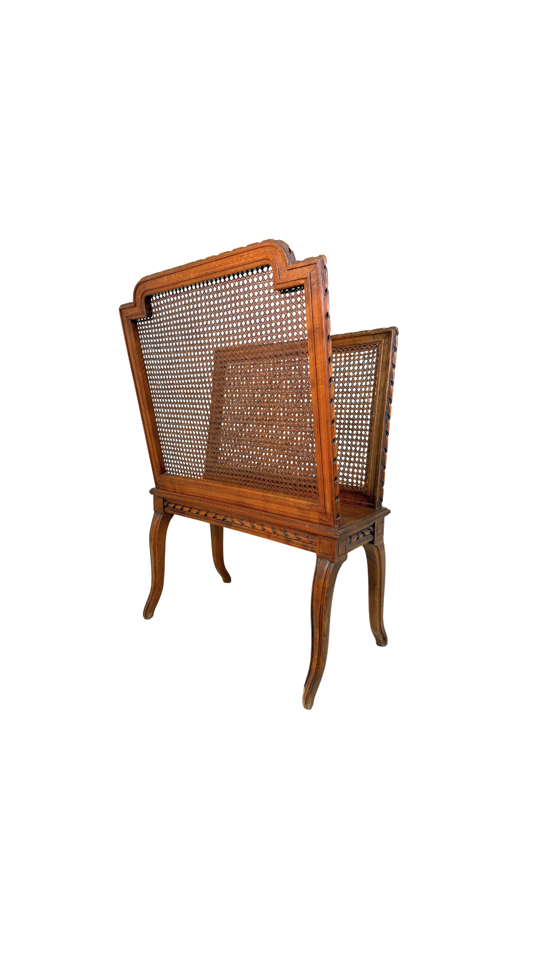 French Caned Magazine Rack on Cabriole Legs