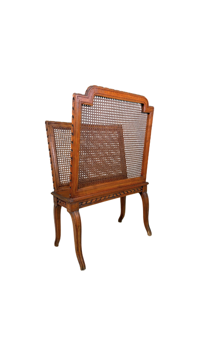 French Caned Magazine Rack on Cabriole Legs