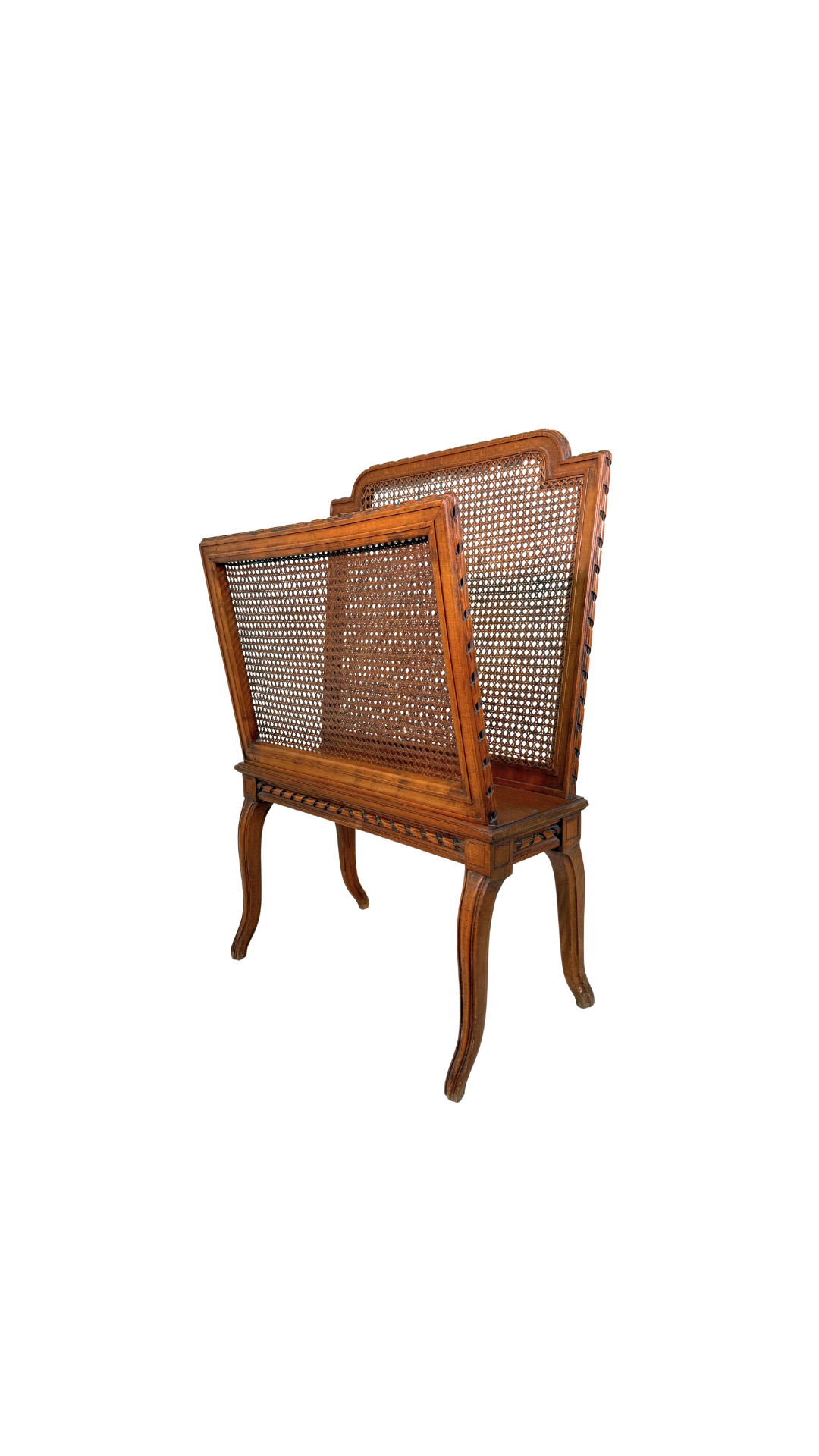 French Caned Magazine Rack on Cabriole Legs