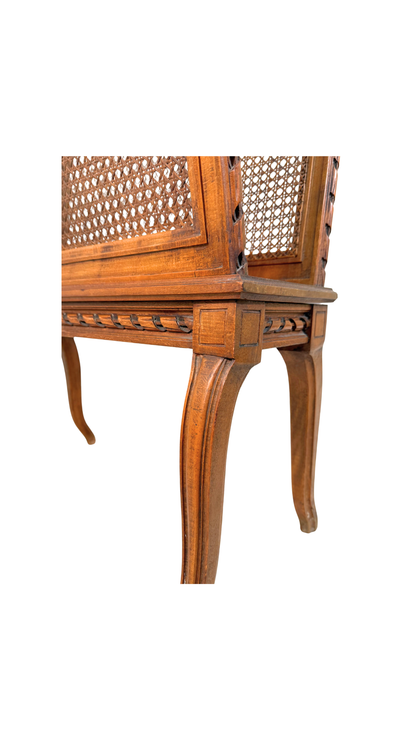 French Caned Magazine Rack on Cabriole Legs