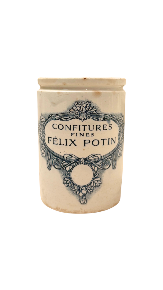 French Advertising Jar “Confitures Fines Félix Potin” | Badonviller Porcelain
