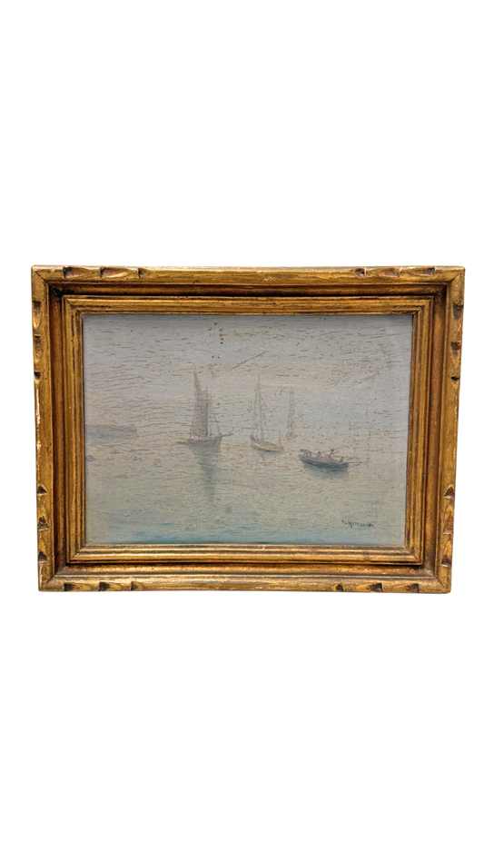 Signed French Harbor Painting “Port à la Brume” | M. Hernandez