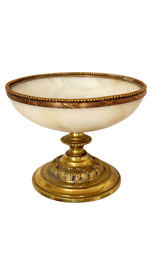 Alabaster Compote with Gilt Base
