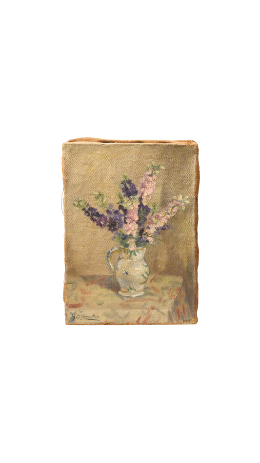 Signed French Floral Still Life on Linen