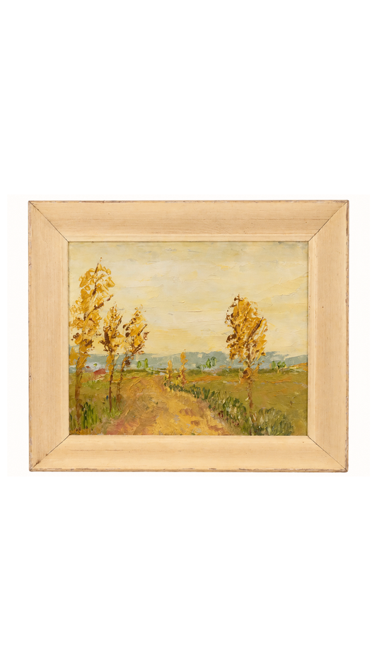 French Landscape Oil Painting with Golden Trees
