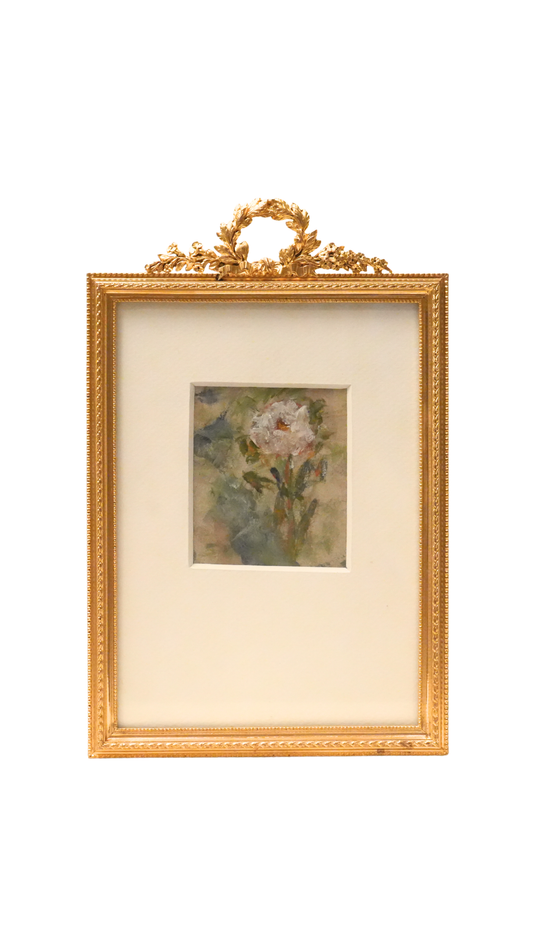 French Gilt Bronze Frame with Miniature Floral Painting