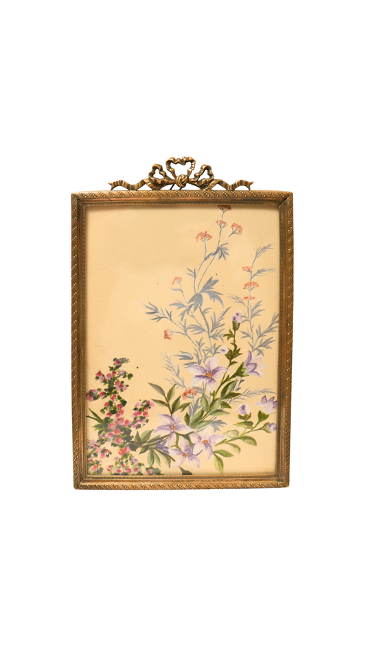 French Clematis & Wildflower Study in Gilt Frame