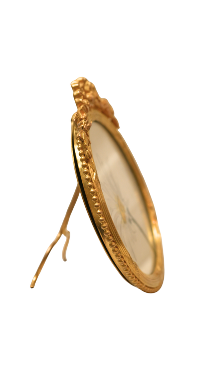 French Oxeye Daisy Botanical Study in Round Gilt Frame