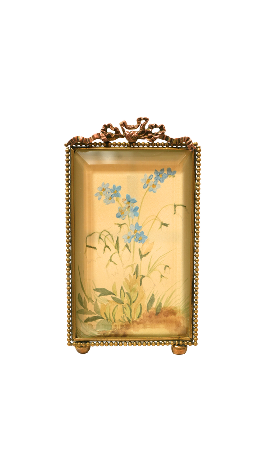 French Forget-Me-Not Botanical Study in Gilt Frame