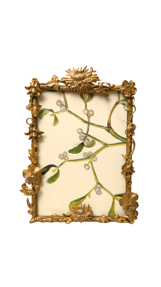 French Berry Botanical Study in Gilt Floral Frame