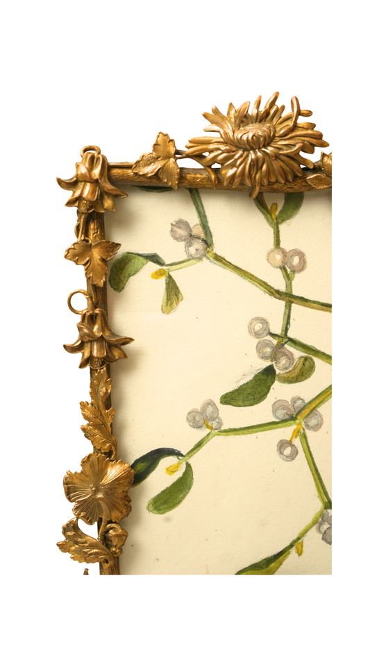 French Berry Botanical Study in Gilt Floral Frame