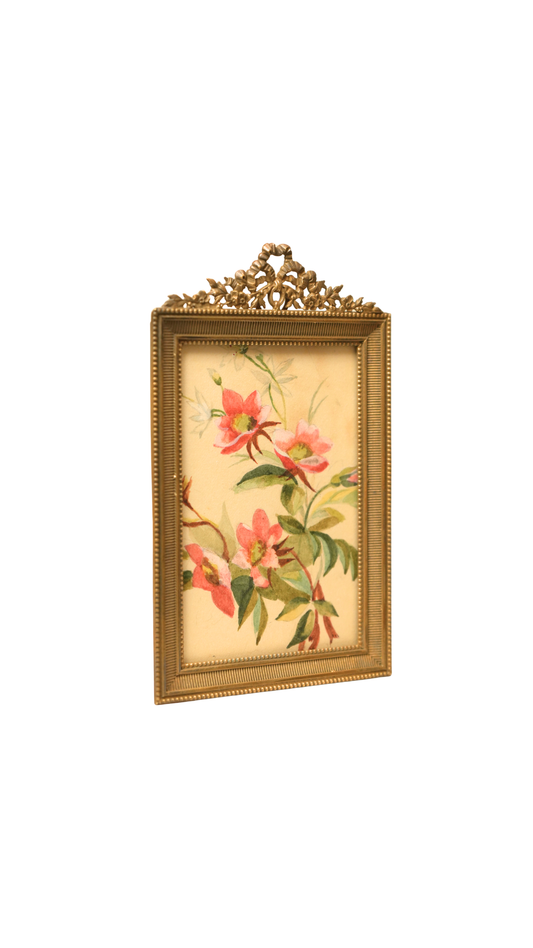 French Wild Rose Botanical Study in Gilt Frame