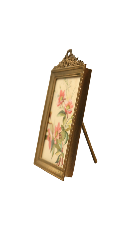 French Wild Rose Botanical Study in Gilt Frame