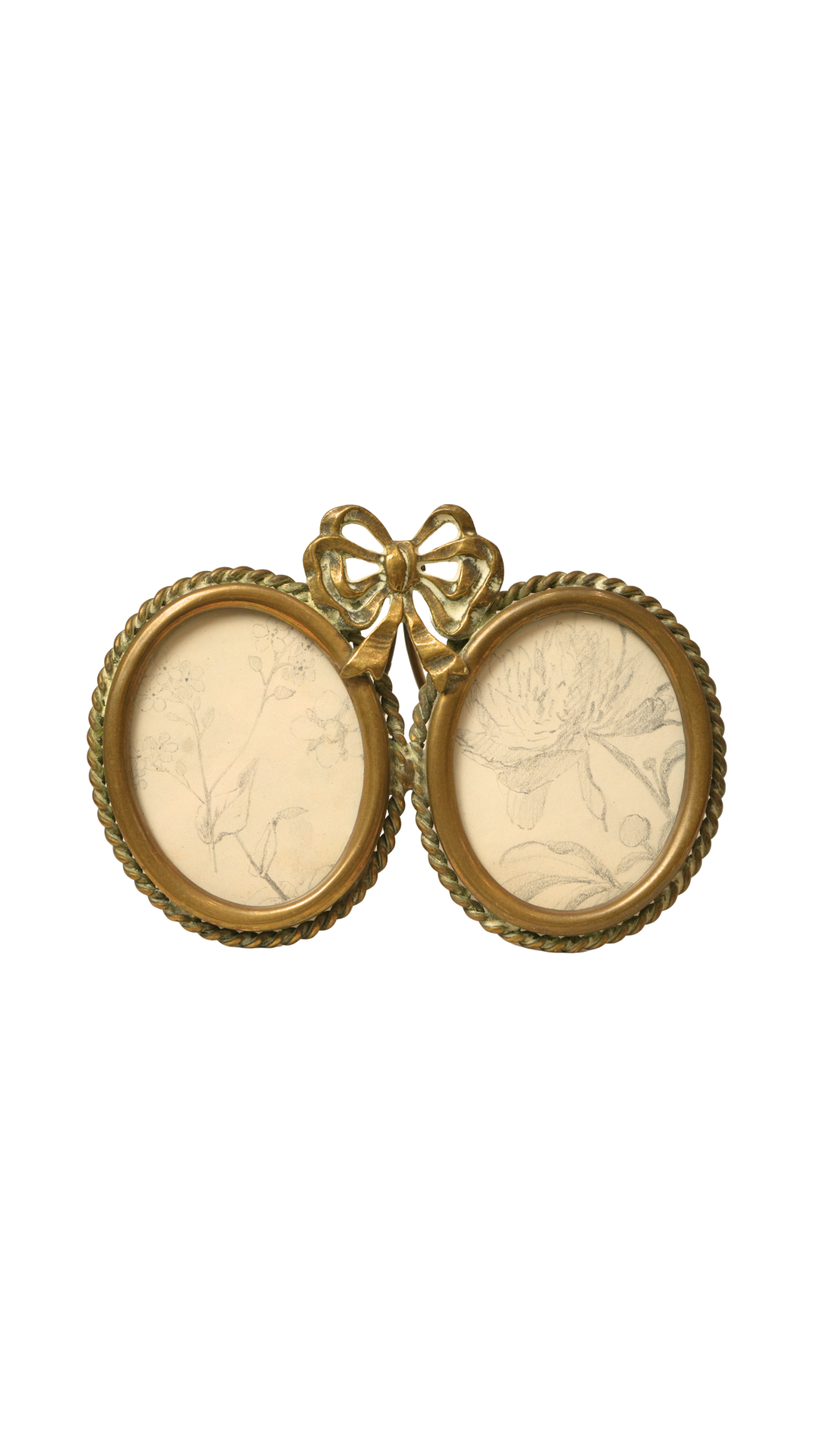 French Peony & Wildflower Botanical Studies in Gilt Bow Frame