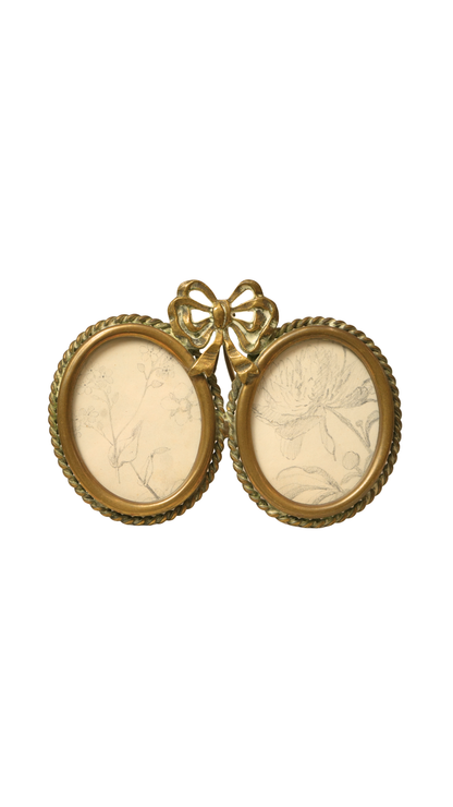 French Peony & Wildflower Botanical Studies in Gilt Bow Frame