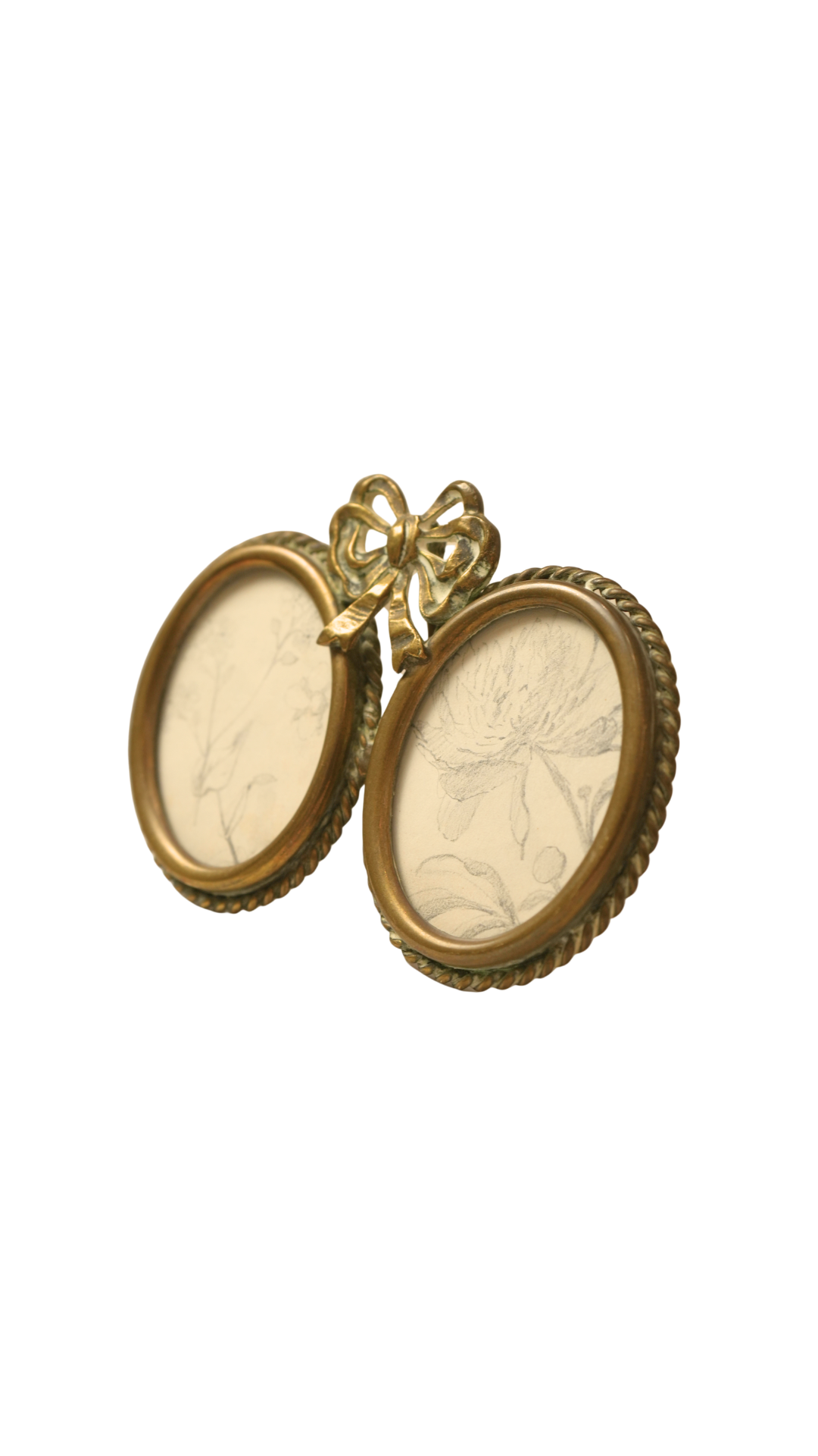 French Peony & Wildflower Botanical Studies in Gilt Bow Frame