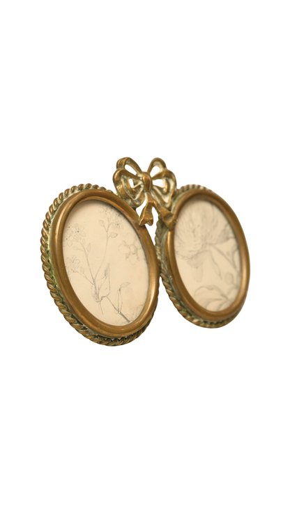 French Peony & Wildflower Botanical Studies in Gilt Bow Frame